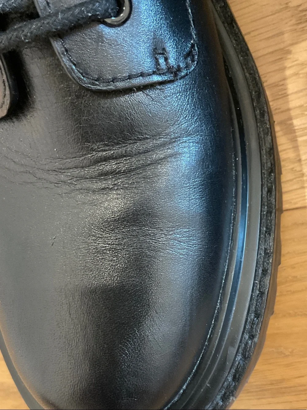 Tory Burch Black Lace-Up Leather Combat Boots